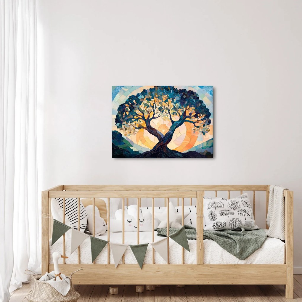 Kép – Mozaik – nap és fa II. (70x50 cm)