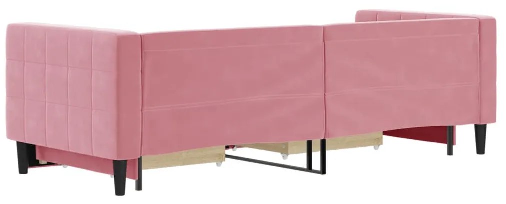 rózsaszín kihúzható bársony heverő fiókkal 80 x 200 cm