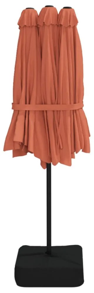 terrakotta dupla tetős LED-es napernyő 449x265 cm