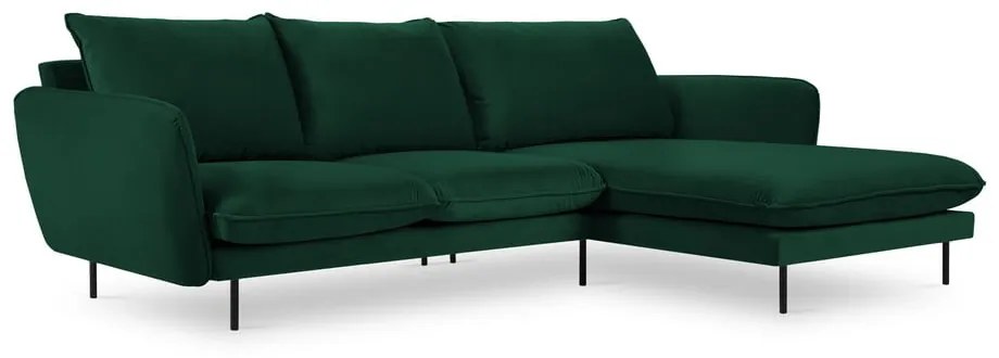 Sötétzöld bársony sarokkanapé (jobb oldali) Vienna – Cosmopolitan Design