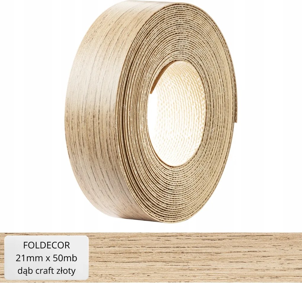 Bútorszegély ragasztóval melamin furnér tölgy craft arany 21 mm 50 mb