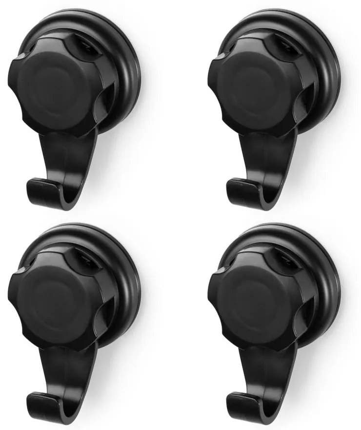 Bestlock Black Small Hooks 4 db fekete öntapadós fali akasztó, ⌀ 7,1 cm - Compactor