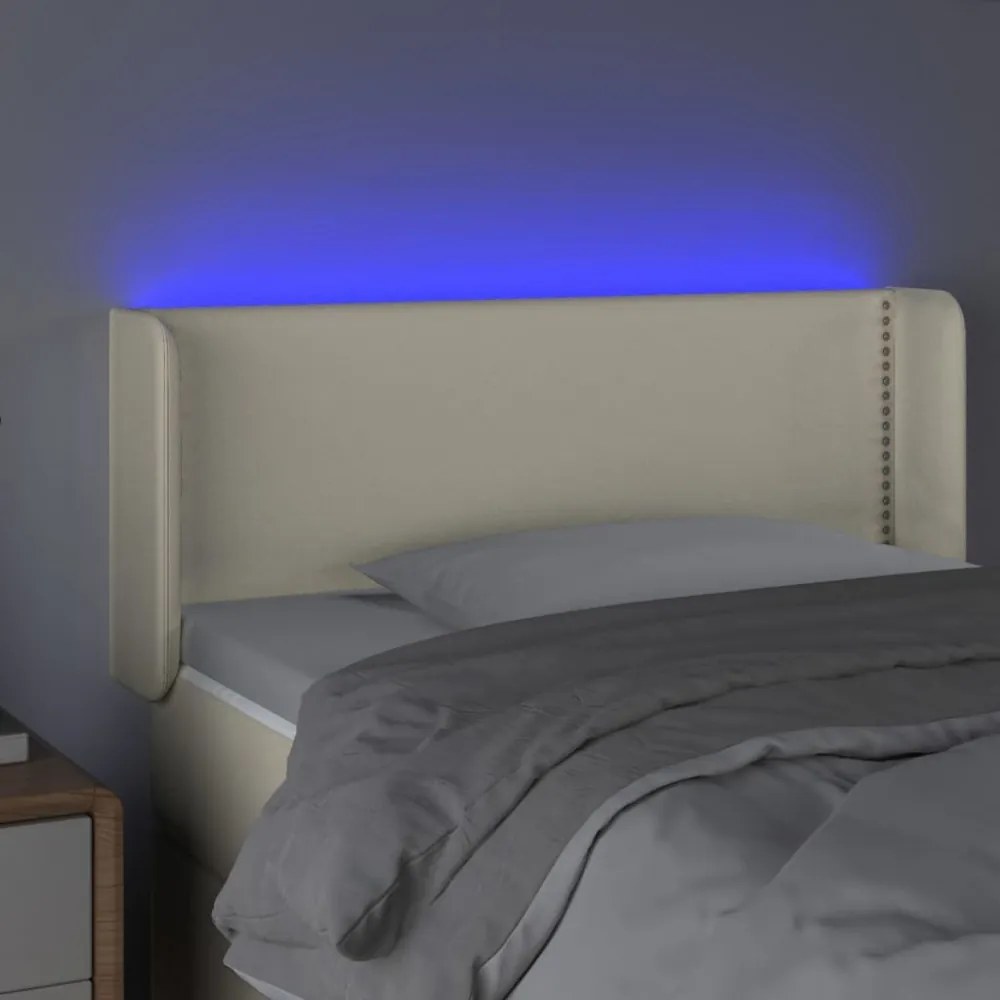 krémszínű műbőr LED-es fejtámla 103 x 16 x 78/88 cm