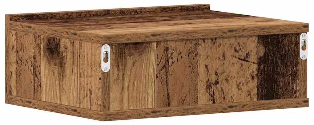 2 db antik fa szerelt fa lebegő éjjeliszekrények 40x32x15 cm