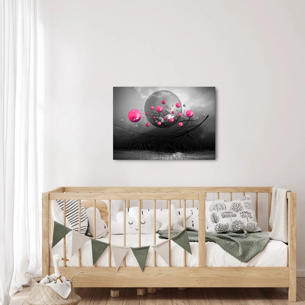 Rózsaszín absztrakt gömbök képe (70x50 cm)
