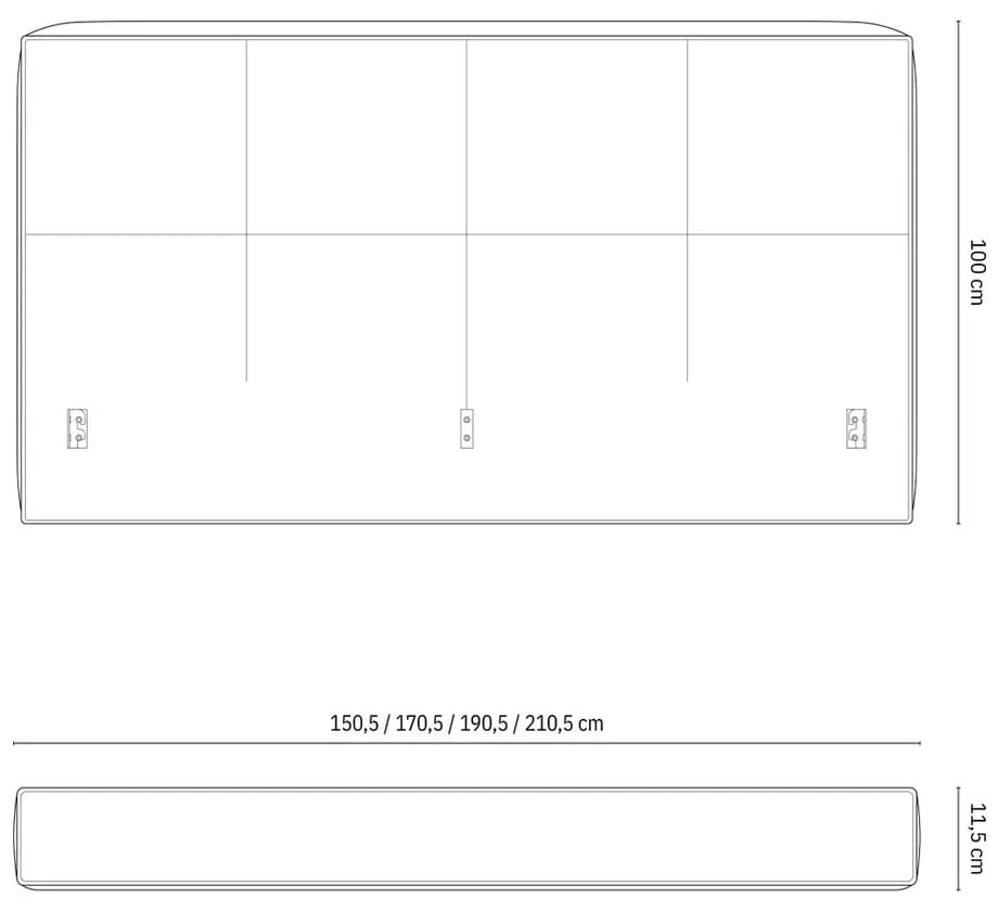 Sötétszürke kárpitozott ágyneműtartós franciaágy ágyráccsal 200x200 cm Simon Darren – Micadoni