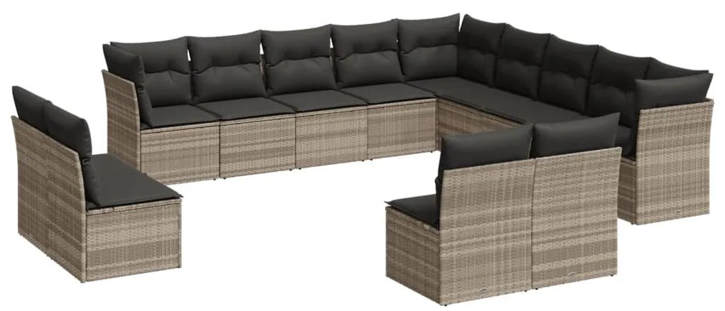 vidaXL 13 részes világosszürke polyrattan kerti ülőgarnitúra párnákkal