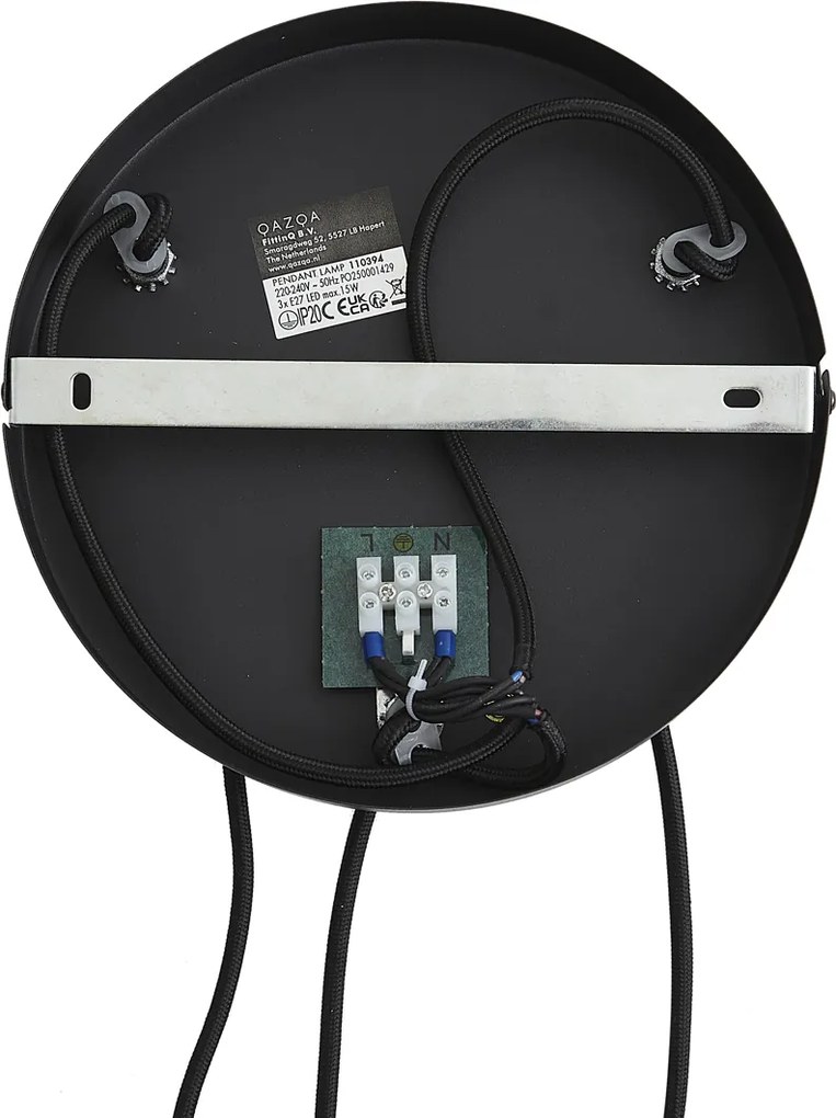 Modern függőlámpa fekete fa és matt szürke üveggel, 3 ágú - Umbra