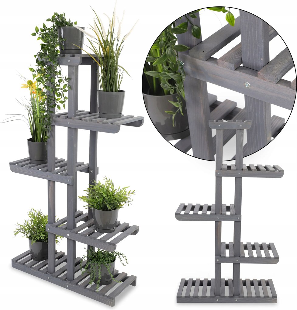 Fa virágtartó állvány virágtartó könyvespolc fenyő kaspó Nagy/outlet