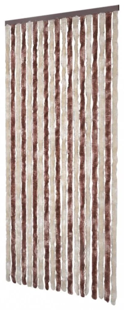 bézs és világosbarna zsenília rovarfüggöny 90 x 200 cm