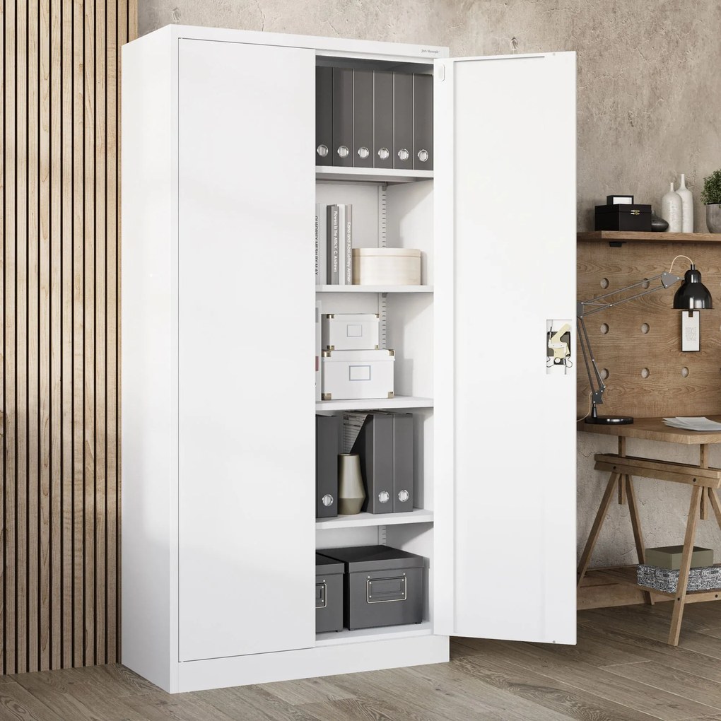 Fém iratszekrény JAN, 900 x 1850 x 400 mm, fehér