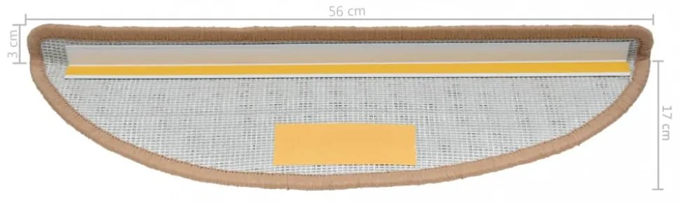15 db bézs lépcsőszőnyeg 56 x 17 x 3 cm