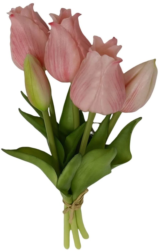 Rózsaszín mű tulipán csokor 25cm