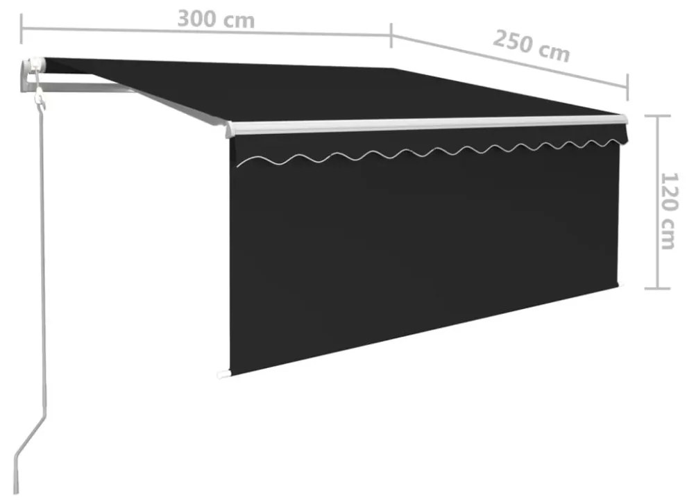 antracitszürke automata kihúzható napellenző redőnnyel 3x2,5 m