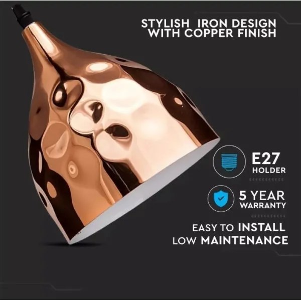 Csillár zsinóron 1xE27/60W/230V rózsaarany