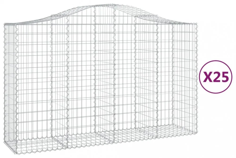 25 db íves horganyzott vas gabion kosár 200x50x120/140 cm
