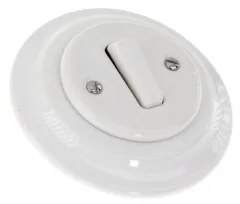 Bohemia-Design - Retro porcelán egyszerű kapcsoló 6-os kerettel, fehér