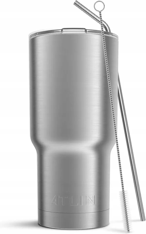 Atlin Thermo bögre szívószállal 850ml Ezüst