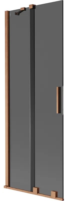 Mexen Velar, 2 szárnyas eltolható kádparaván 75 x 150 cm, 8mm szürke üveg, rézmatt, 896-075-000-41-65