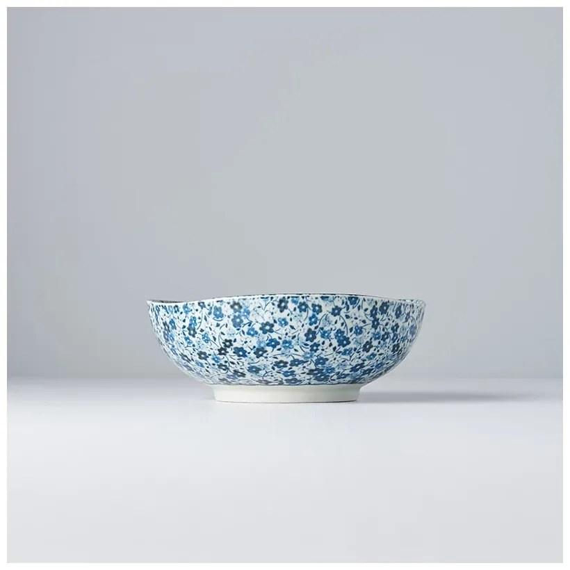 Daisy kék-fehér kerámia tál, ø 17 cm - MIJ