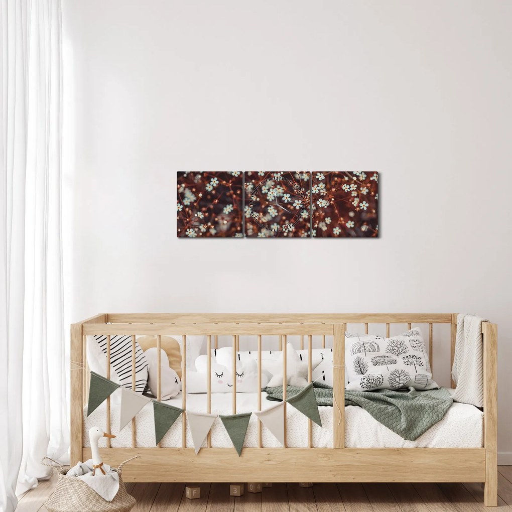 Erdei nefelejcs virág képe (órával) (90x30 cm)