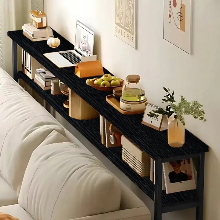 Konzol Fésülködőasztal Polccal Loft 100 x 20 x 100,2 CM Fekete