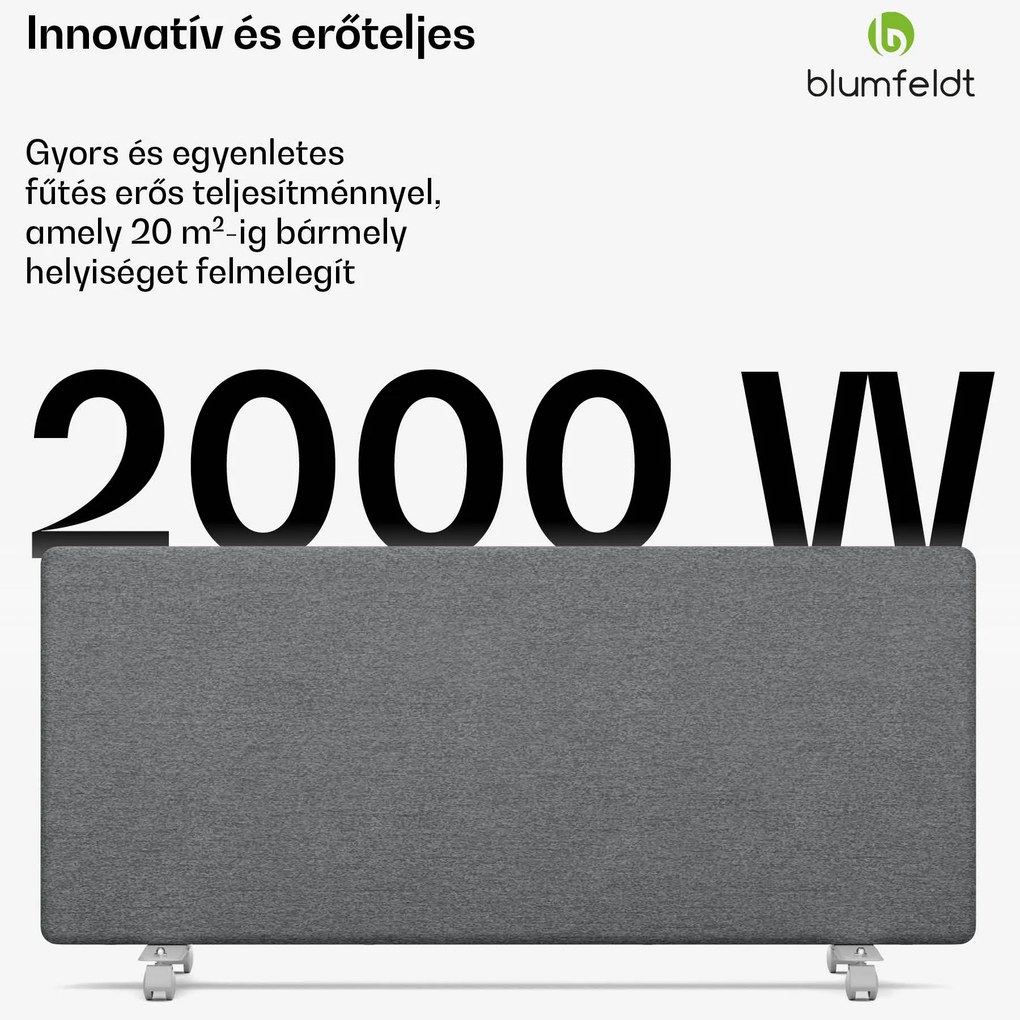 Blumfeldt ThermaTouch konvektor, 2 000 W, elegáns kialakítás, érintéses vezérlés, 20 m²-ig