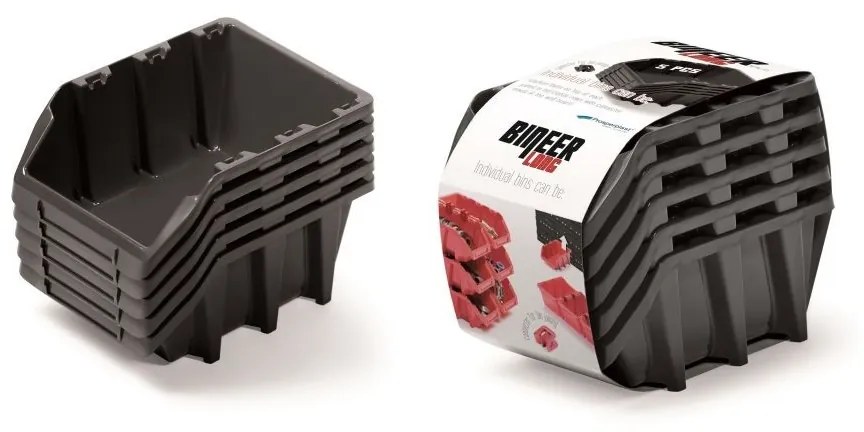 Kistenberg 5db tárolódoboz készlet BINEER LONG 198x118x82mm, fekete, tároló dobozok