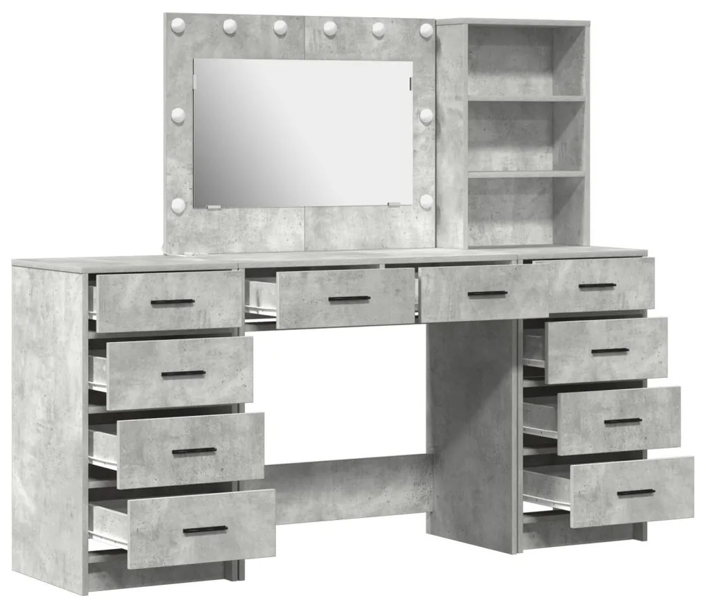 Öltözködőasztal fiókkal 3 pcs Szürke 40 x 41 x 135 cm Faanyag