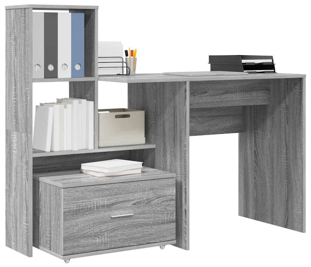 Asztal fiókkal Szürke sonoma 131.5 x 50 x 106.5 cm Faanyag