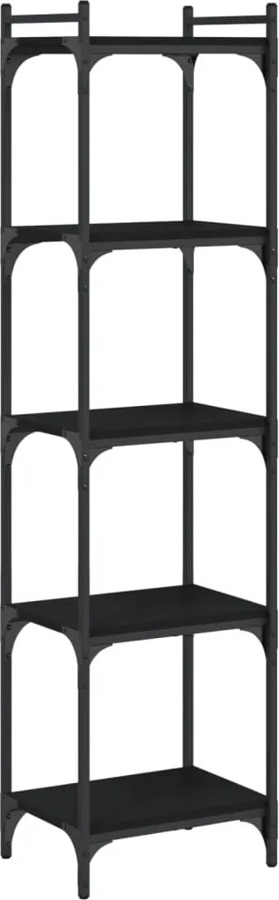vidaXL 5 szintes fekete szerelt fa könyvespolc 40 x 30 x 154 cm
