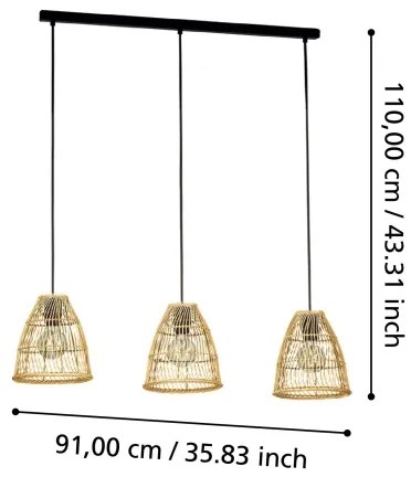 Eglo 43867 - AYESGARTH 3xE27/40W/230V függeszték kábellel