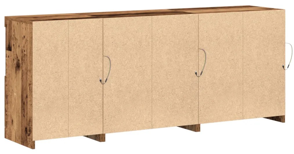 Széf LED -es lámpákkal Régi fa 162 x 37 x 67 cm Faanyag