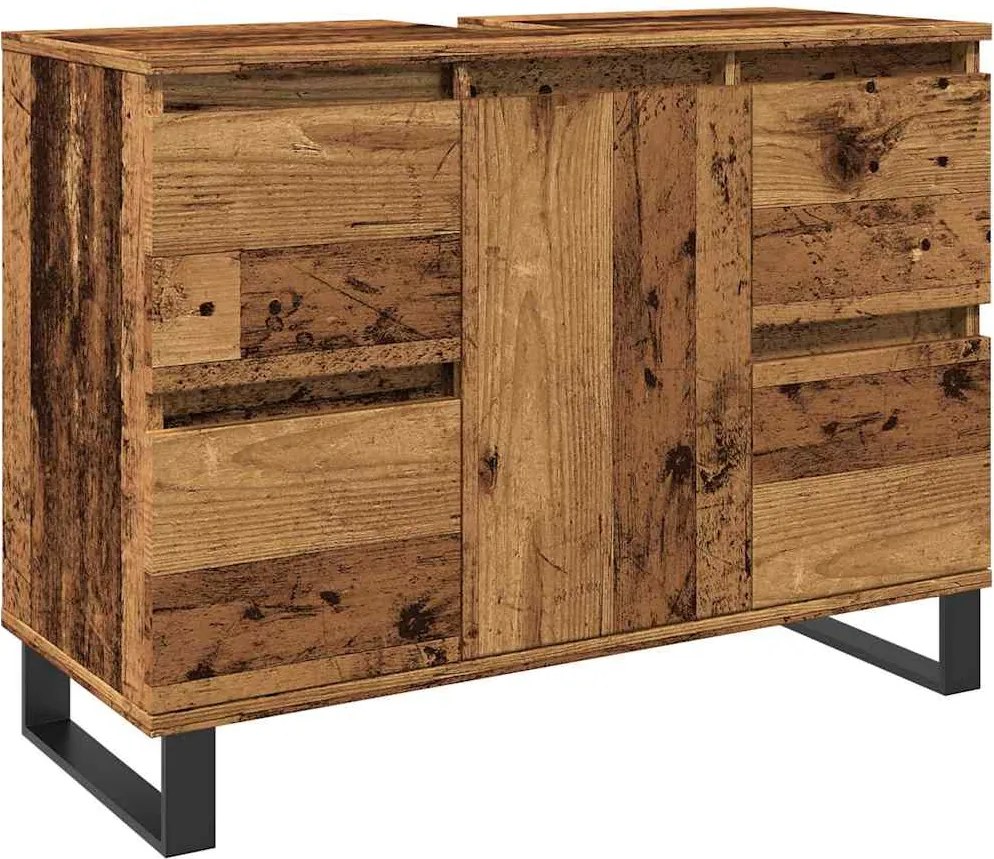 vidaXL antik fa színű szerelt fa mosdószekrény 80 x 33 x 60 cm