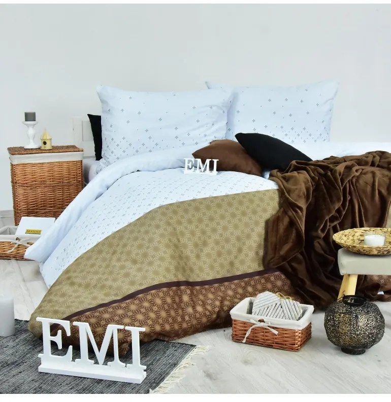 EMI Star barna-fehér szatén ágyneműhuzat, A standard egyszemélyes ágy szett tartalma: 1x 140x200 + 1x 70x90