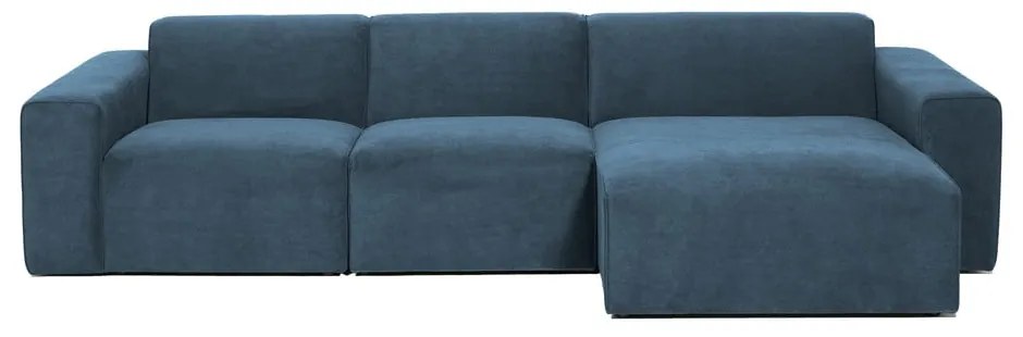 Kék kordbársony sarokkanapé (jobb oldali) Sting – Scandic