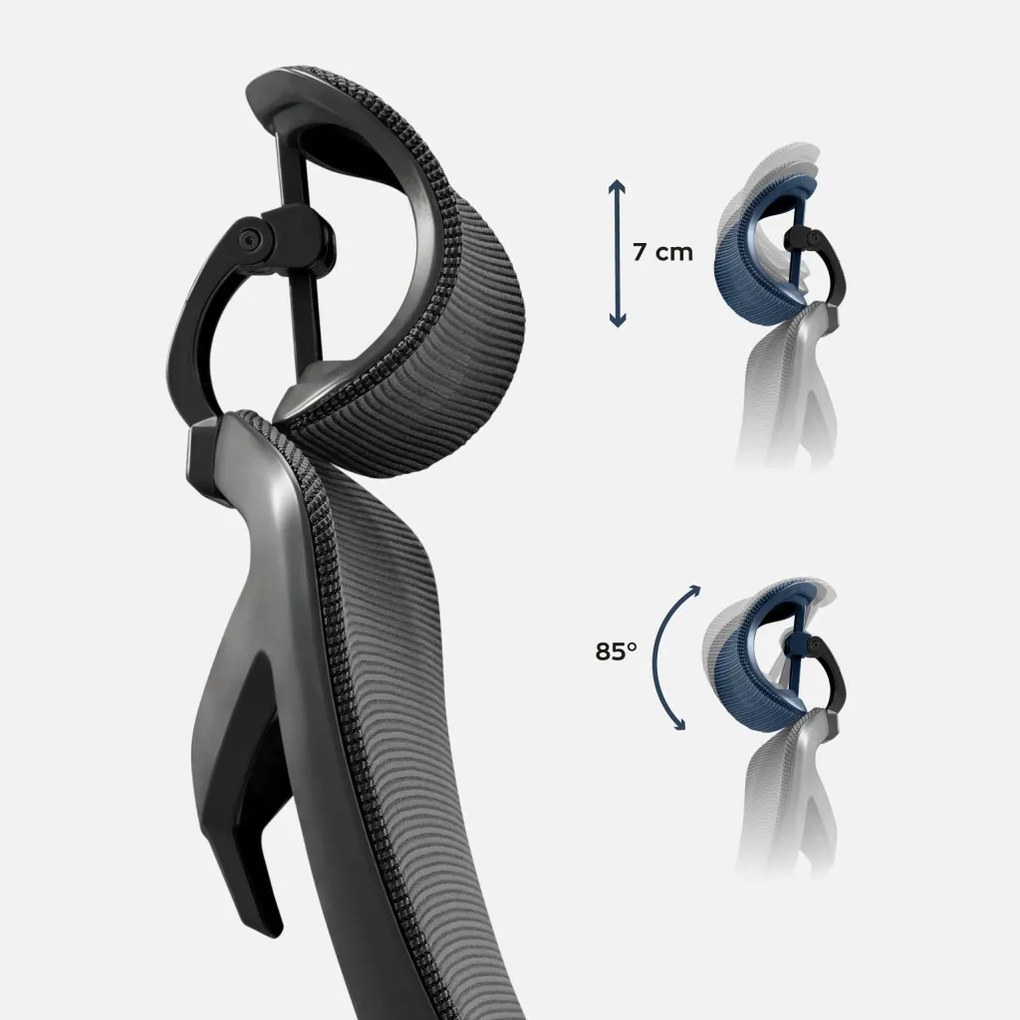Ergonomikus irodai forgószék, deréktámasszal, 2D háttámla hálós anyaggal, fekete