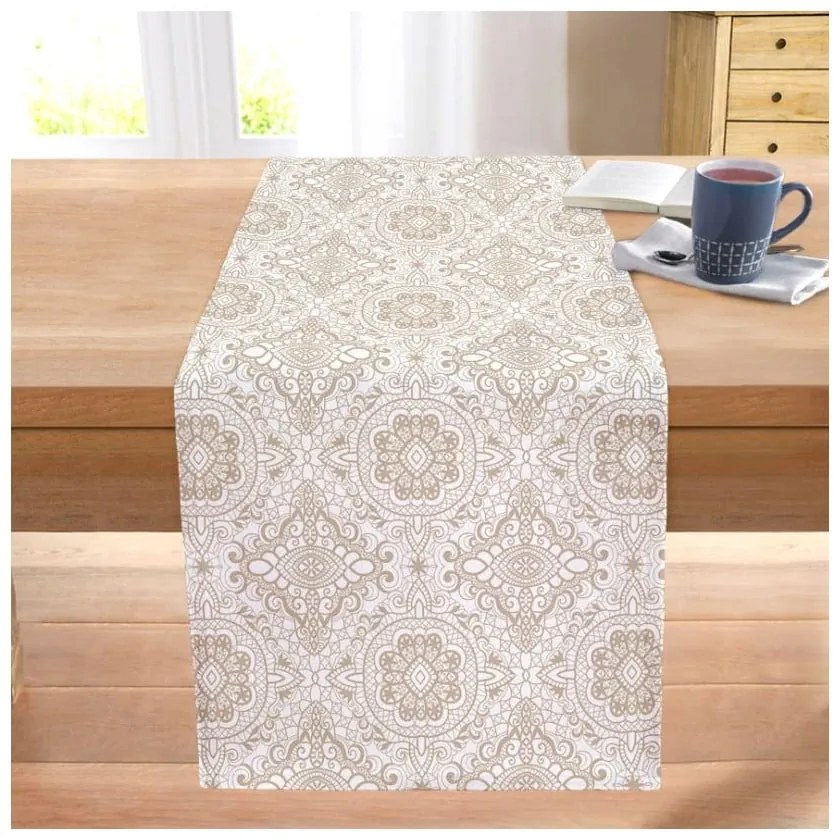 Asztali futó 40x130 cm Beige Mandala – Mila Home