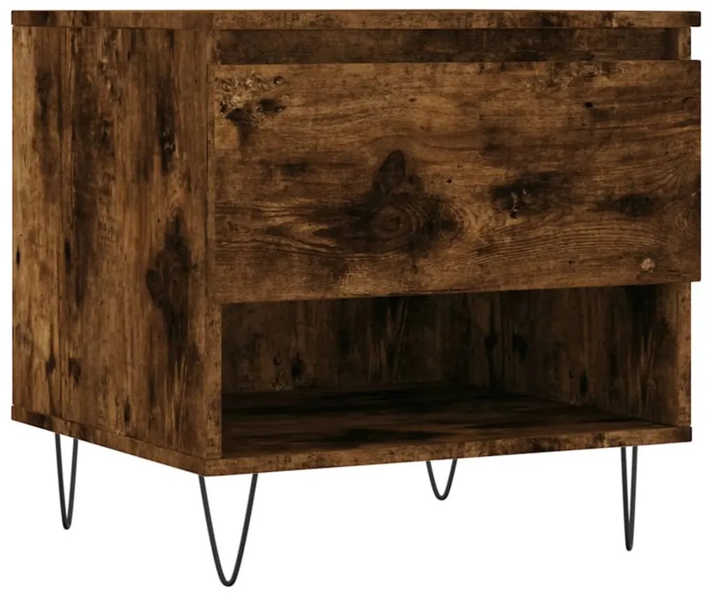 2 db füstös tölgy szerelt fa dohányzóasztal 50 x 46 x 50 cm