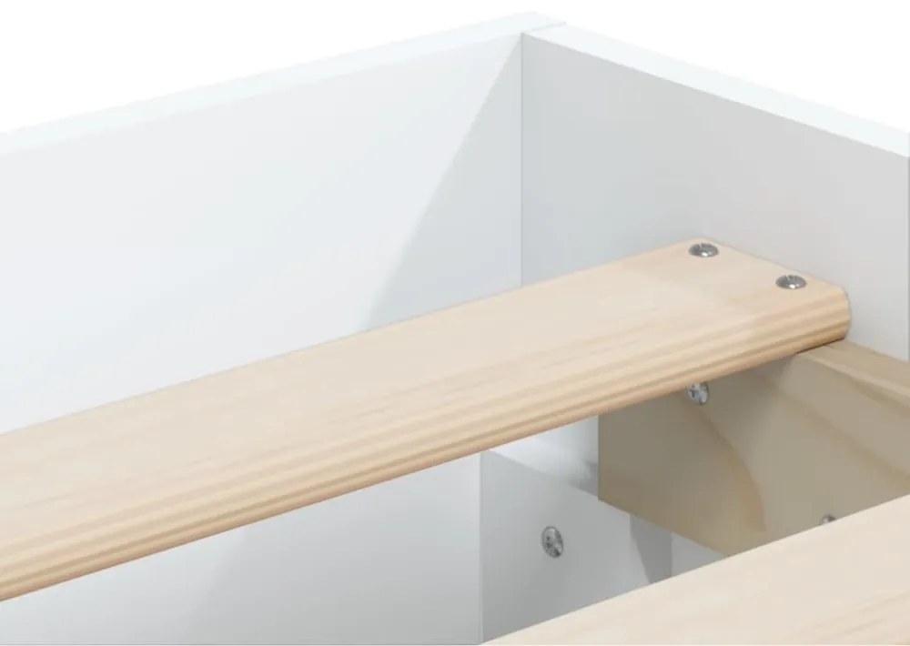 fehér szerelt fa ágykeret fiókokkal 140 x 190 cm