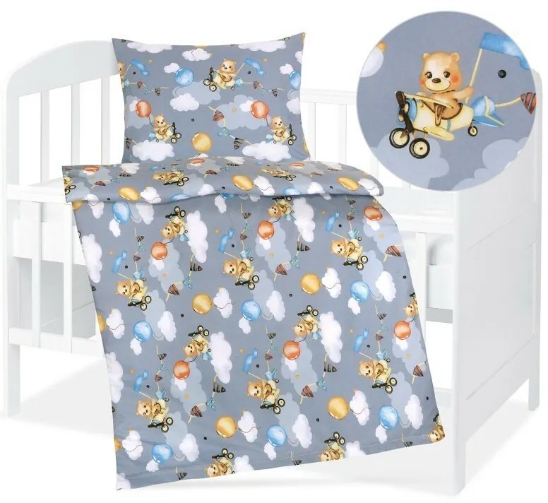 Bellatex pamut ágynemű Agata Bear szürke, 90 x 135 cm, 45 x 60 cm,
