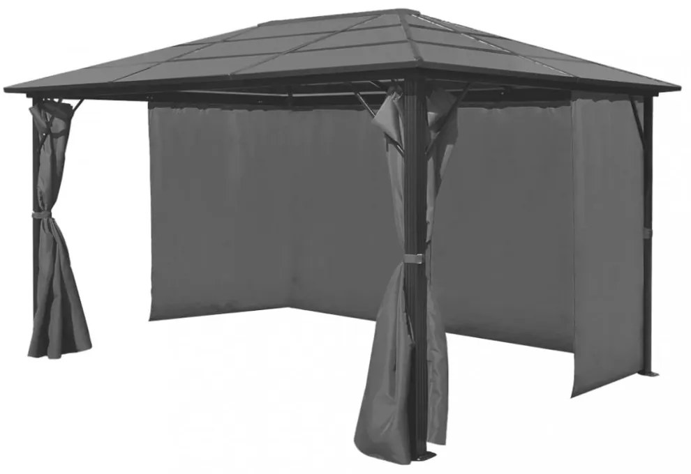 alumínium kerti pavilon antracitszürke függönnyel 400 x 300 cm