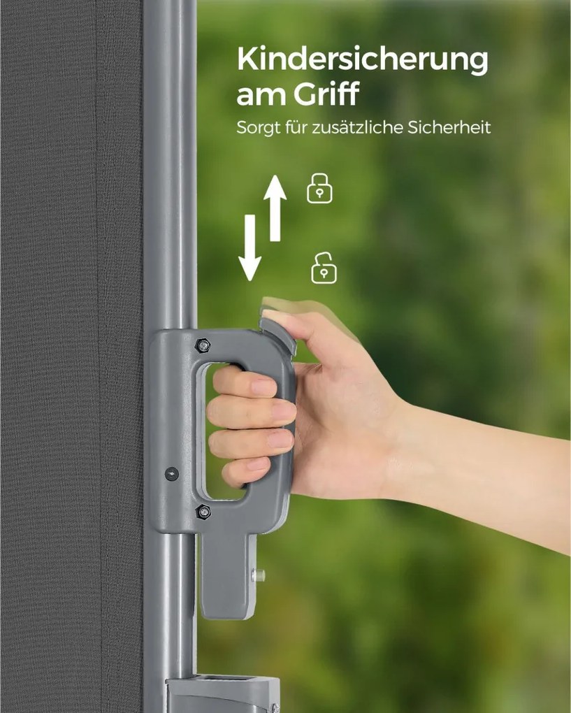 Oldalsó terasznapellenző, belátásgátló, szürke, 280 g/m² 200 x 350 cm