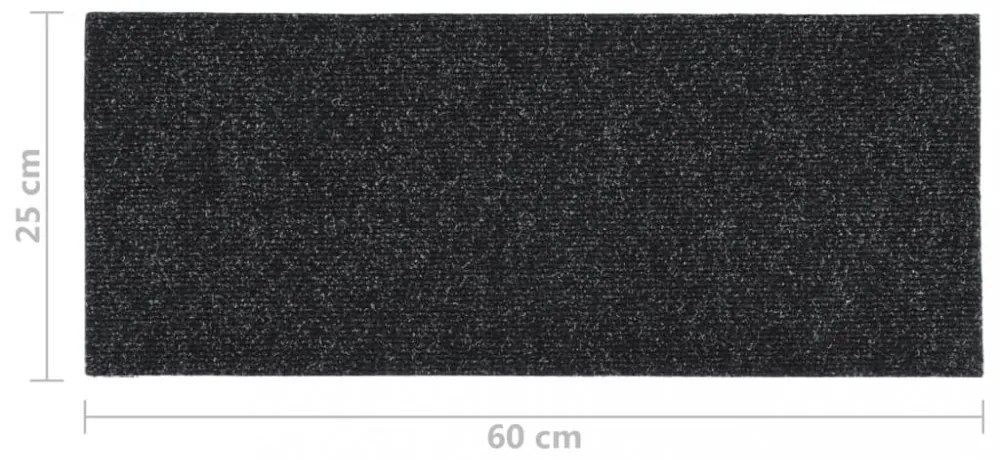 15 db fekete négyszögletes öntapadó lépcsőszőnyeg 60 x 25 cm