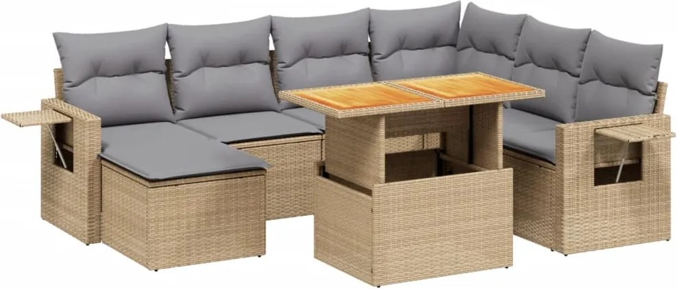 vidaXL 8 részes bézs polyrattan kerti ülőgarnitúra párnával