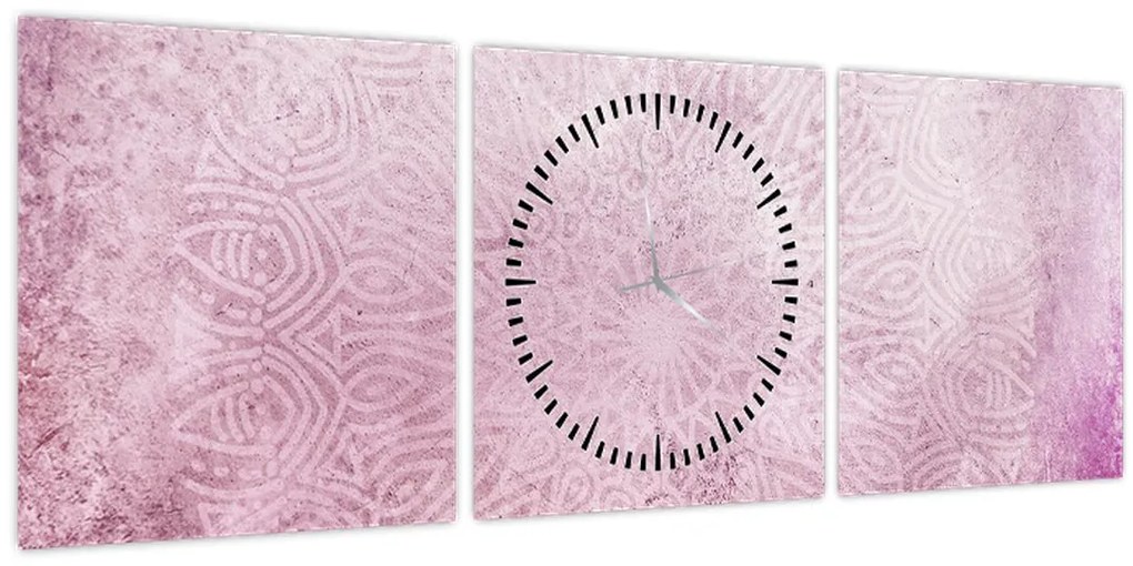 Kép - Mandala rózsaszín falon (órával) (90x30 cm)