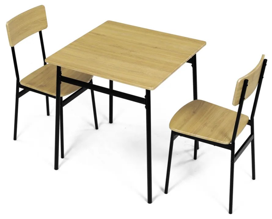 Set de sufragerie (1+2), MDF, decor stejar, cadru metalic negru