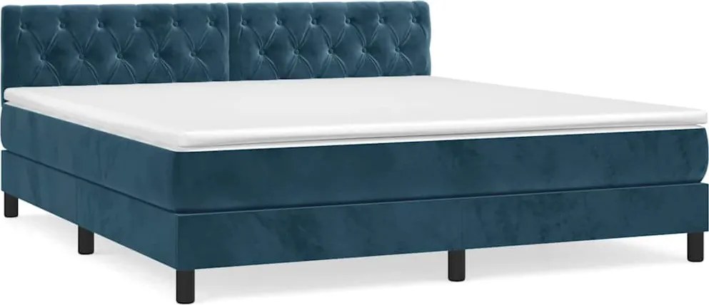 vidaXL sötétkék bársony rugós ágy matraccal 160x200 cm
