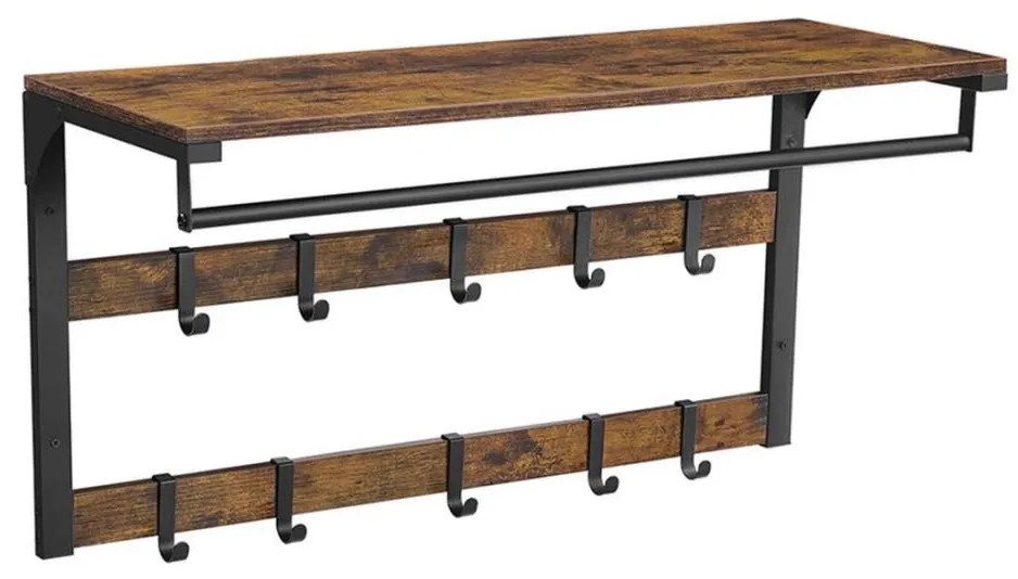 NATE falra szerelhető fogas polccal, barna/fekete