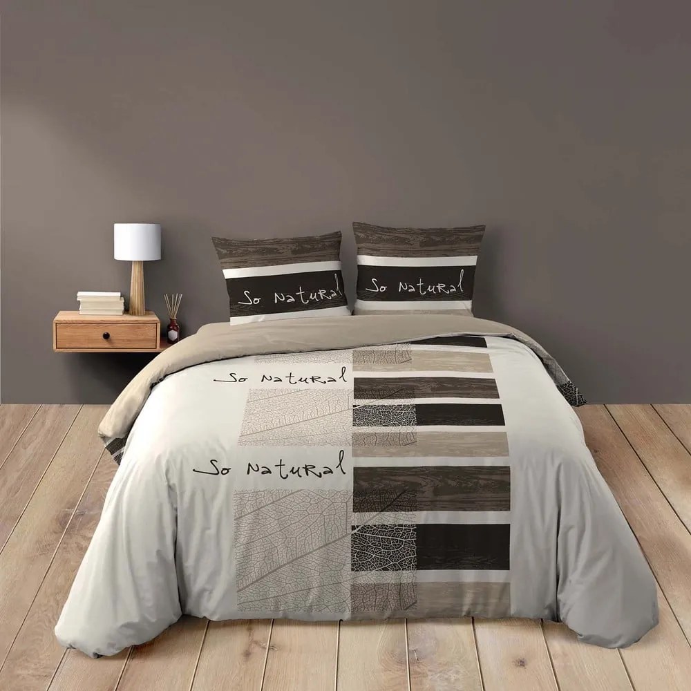 Barna kétszemélyes pamut ágyneműhuzat 200x200 cm So Natural – douceur d'intérieur